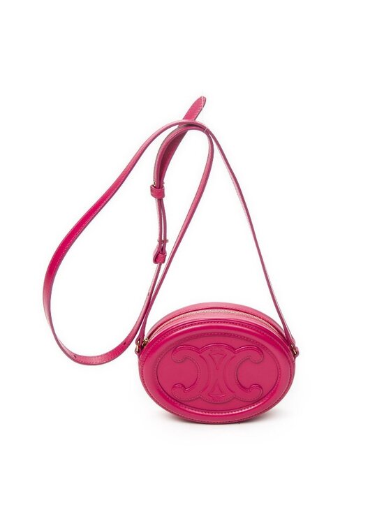 Celine Handbags - Celine Triomphe Oval Crossbody Fuchsia Pink Calfskin Leather